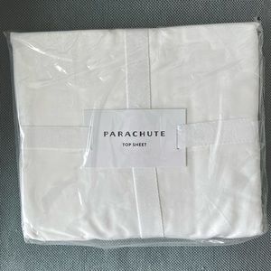 Parachute Home Full/Queen Sateen Top Sheet in White (EUC with tags)